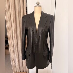 Tom Ford Gucci Black Oversized Leather Blazer IT 46